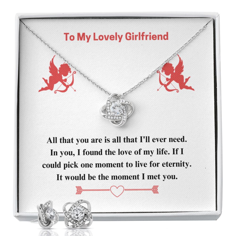 To Girlfriend - If I could - Love Knot Necklace & Earring Set