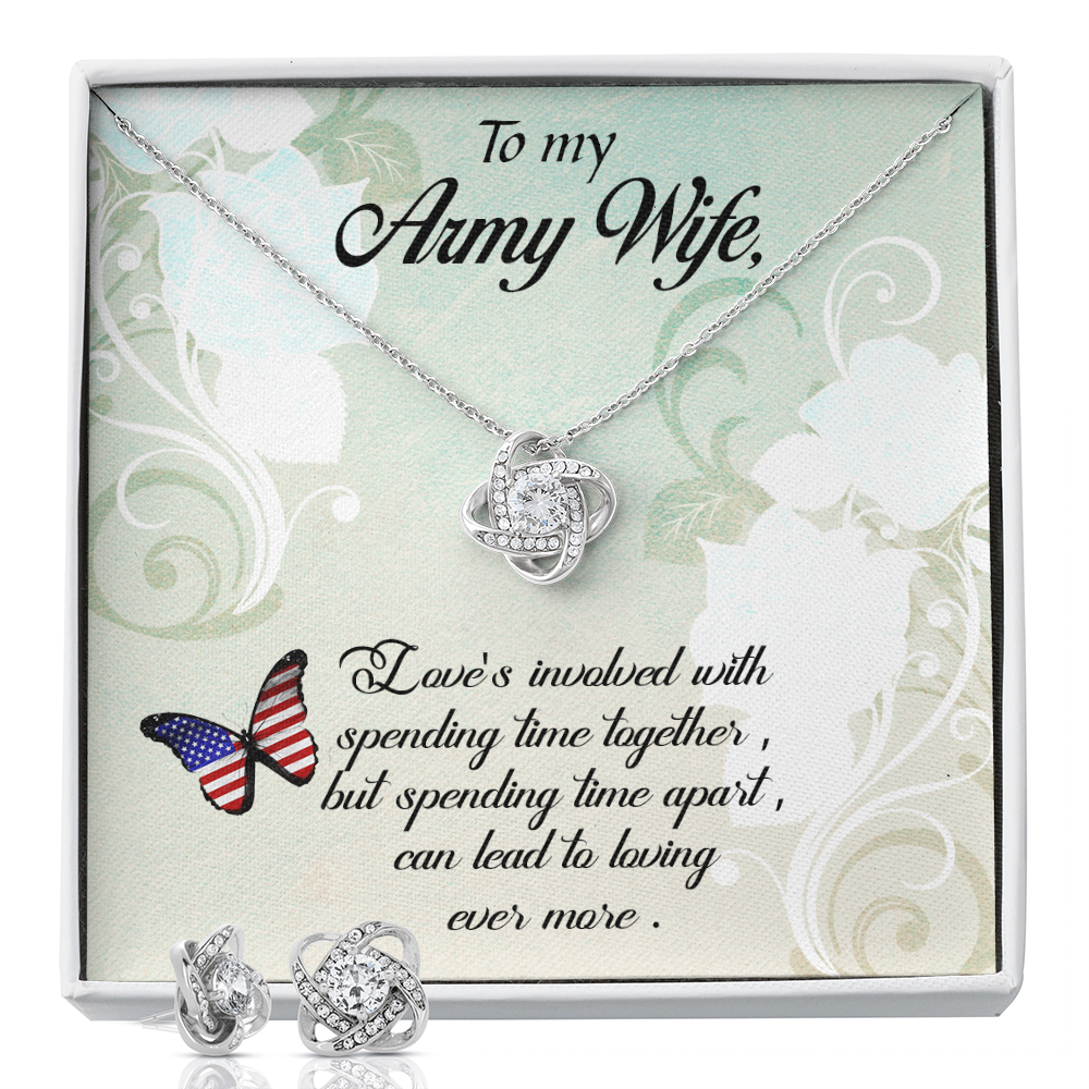 To Army Wife - Love's involved - Love Knot Necklace & Earring Set