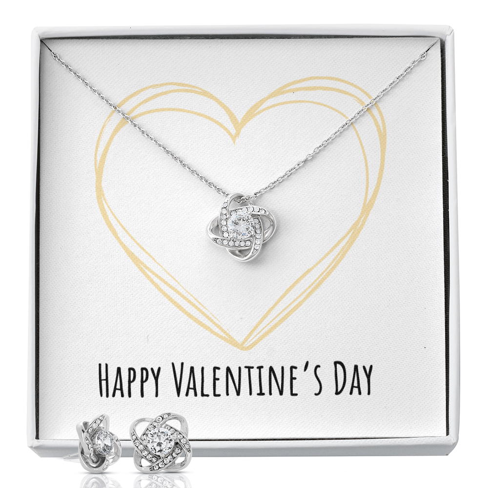 Valentine's Day - Heart - Love Knot Necklace & Earring Set