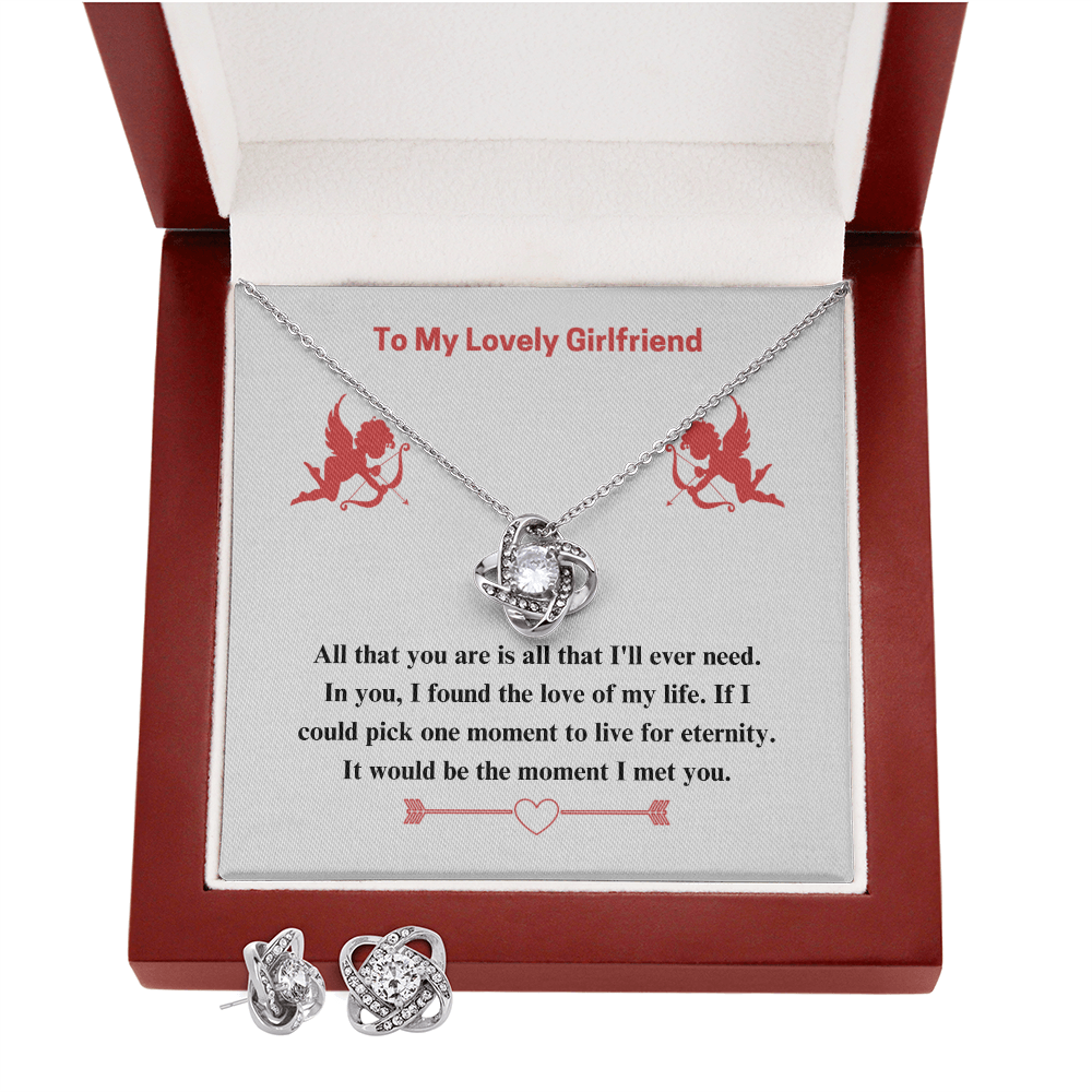 To Girlfriend - If I could - Love Knot Necklace & Earring Set