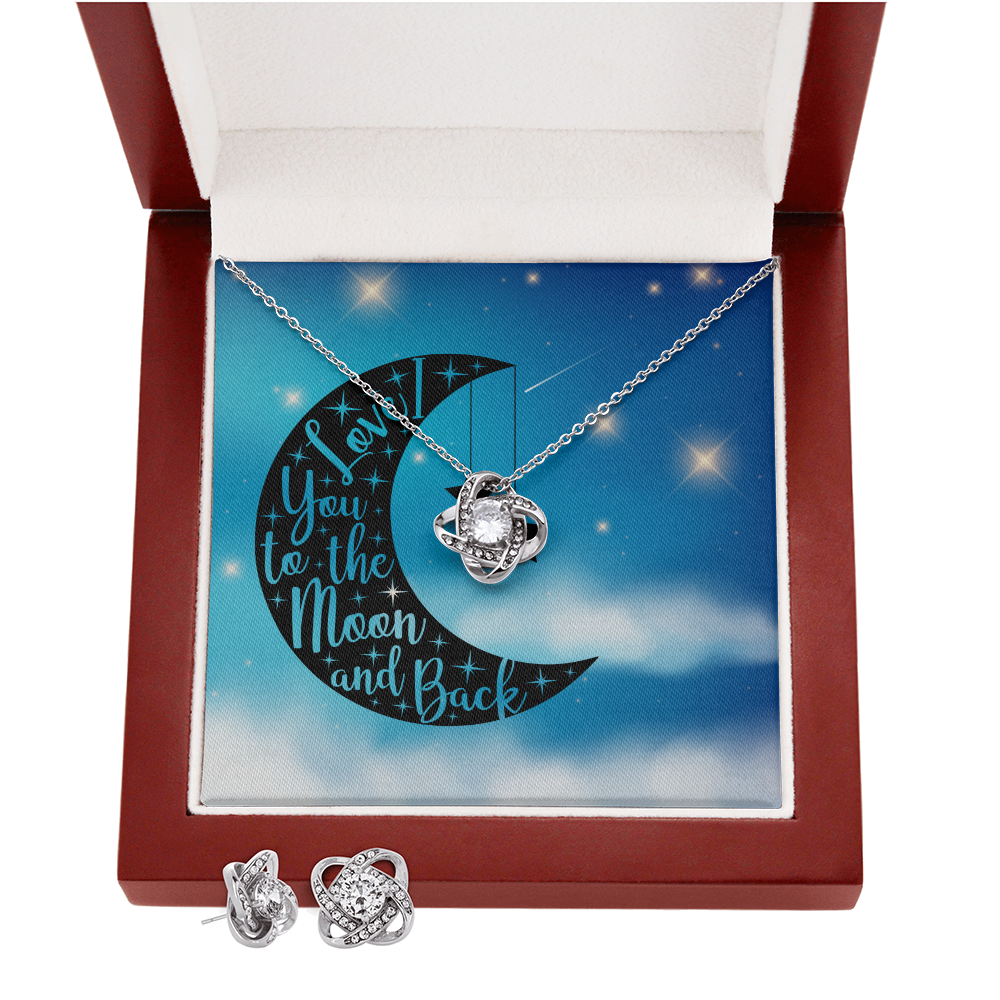 Love - To the moon and back - Love Knot Necklace & Earring Set