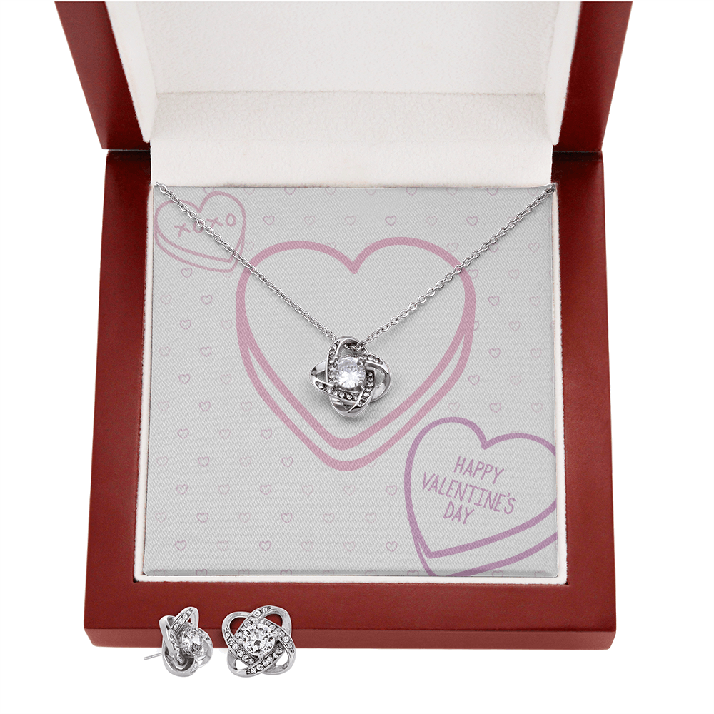 Valentine's Day - XOXO - Love Knot Necklace & Earring Set