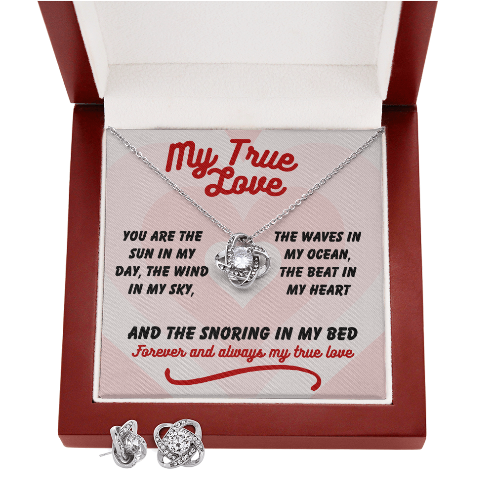 My true love - You are the sun - Love Knot Necklace & Earring Set