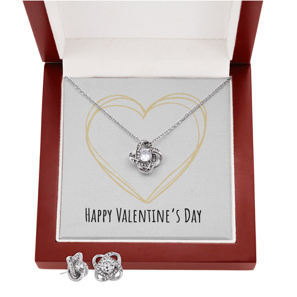 Valentine's Day - Heart - Love Knot Necklace & Earring Set