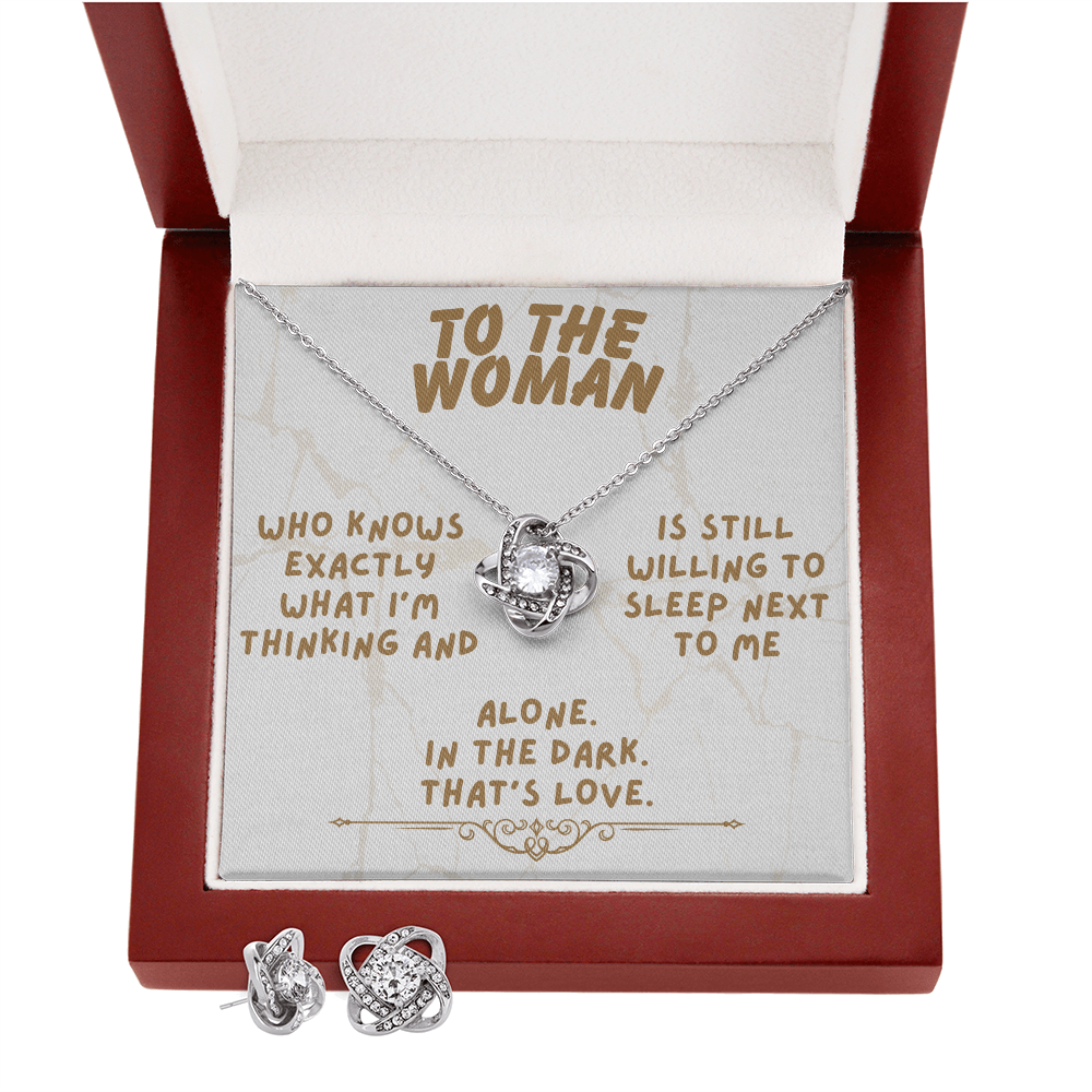 To the woman - Who knows exactly - Love Knot Necklace & Earring Set