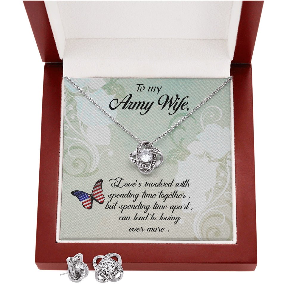 To Army Wife - Love's involved - Love Knot Necklace & Earring Set