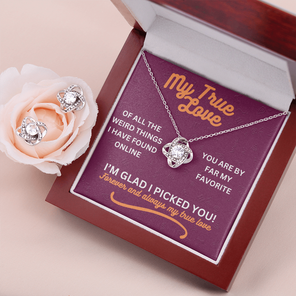 My true love - Of all the weird things - Love Knot Necklace & Earring Set