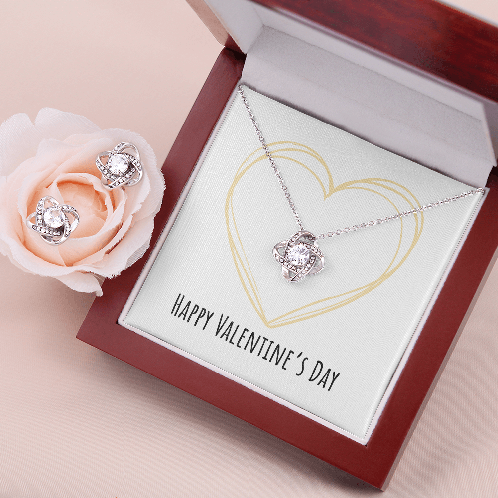 Valentine's Day - Heart - Love Knot Necklace & Earring Set