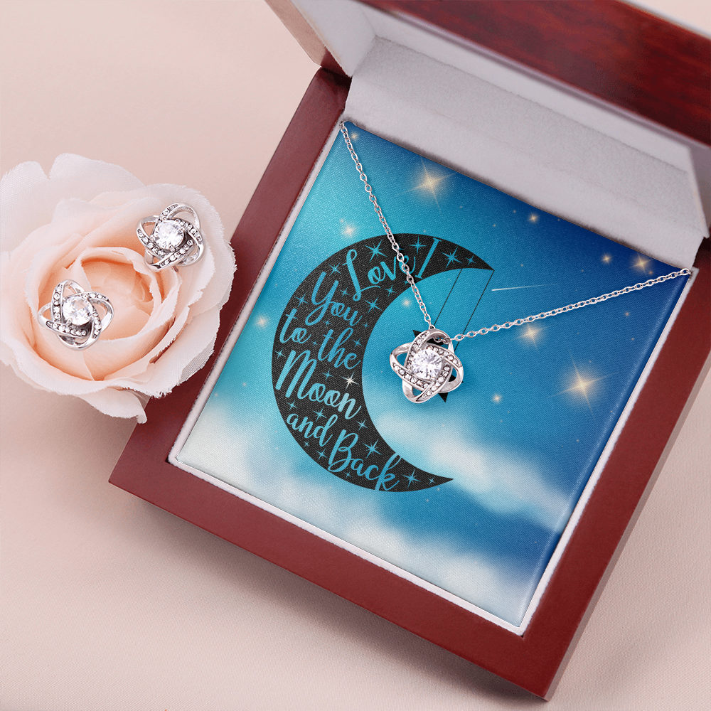 Love - To the moon and back - Love Knot Necklace & Earring Set