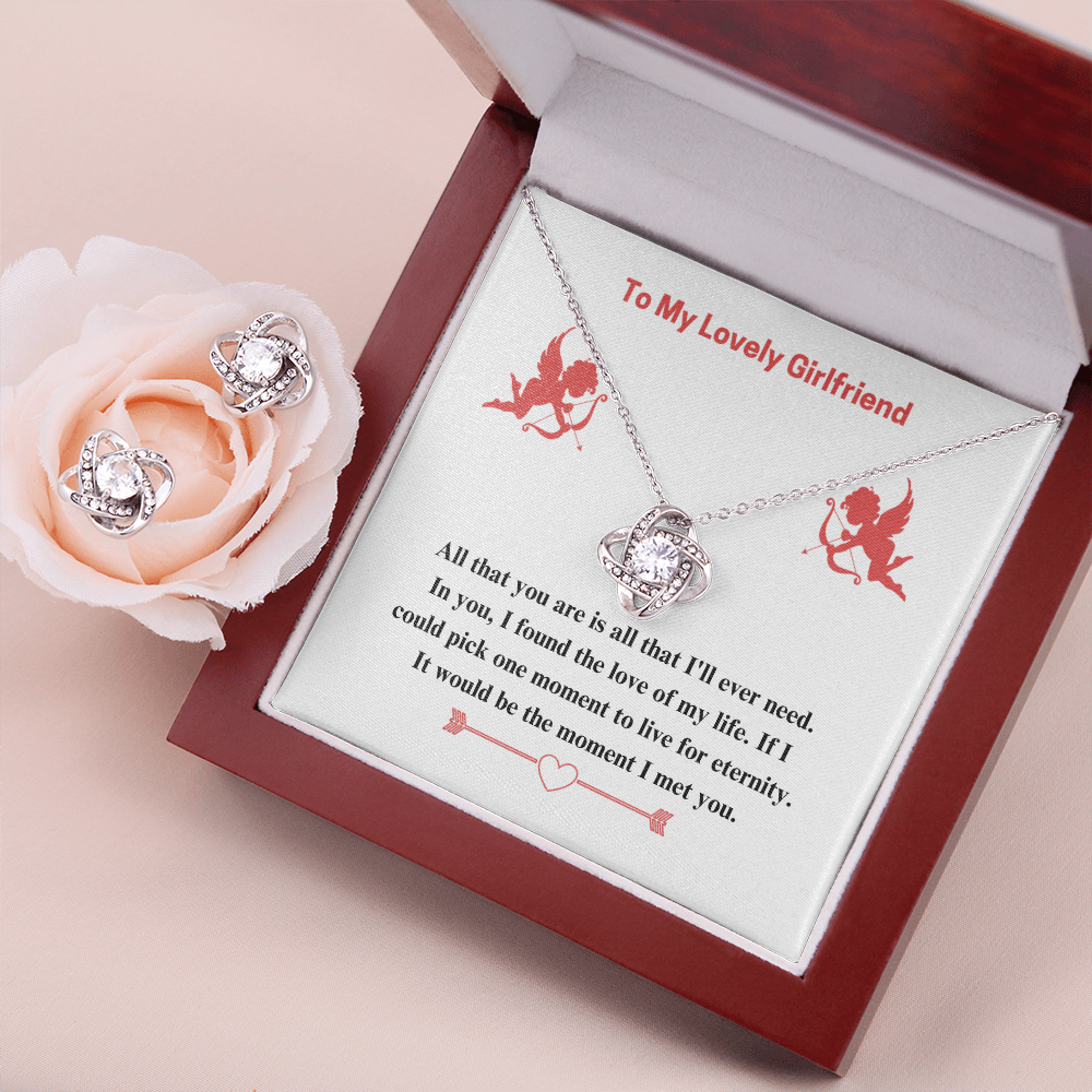 To Girlfriend - If I could - Love Knot Necklace & Earring Set