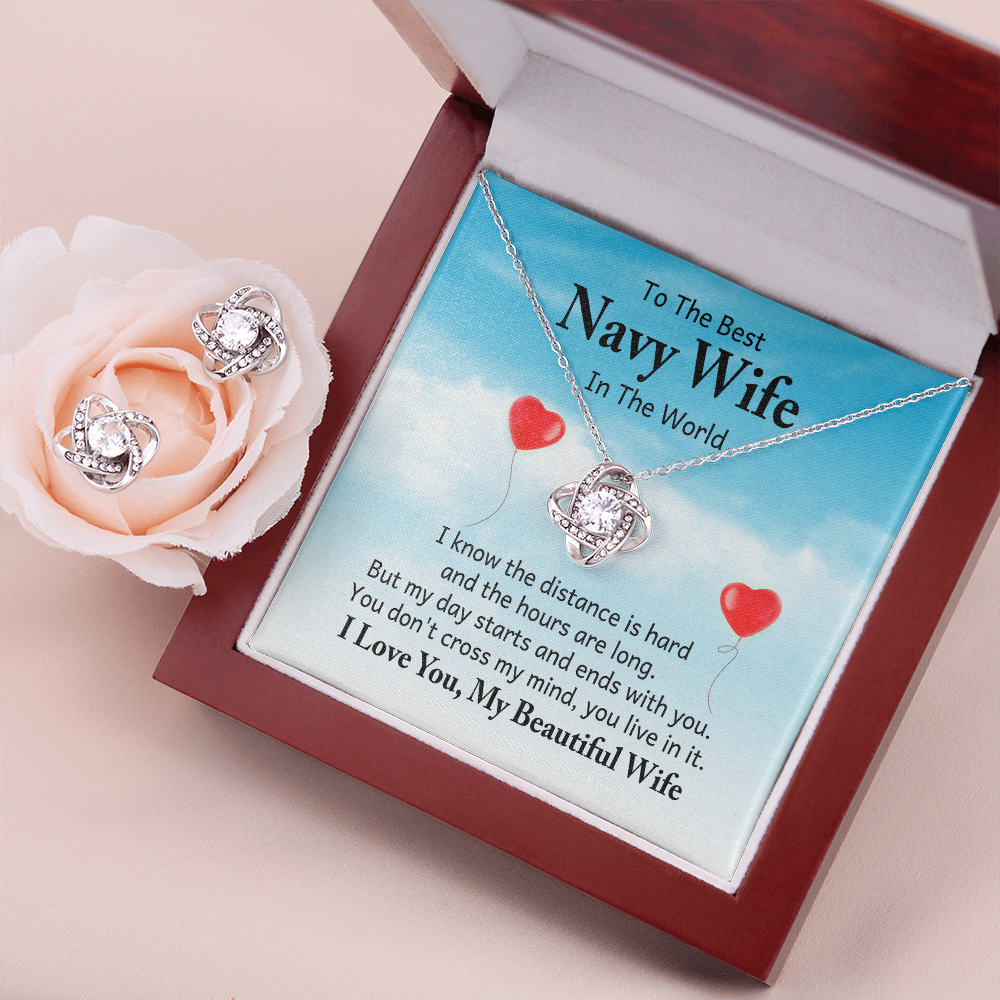 To Navy Wife - I know - Love Knot Necklace & Earring Set