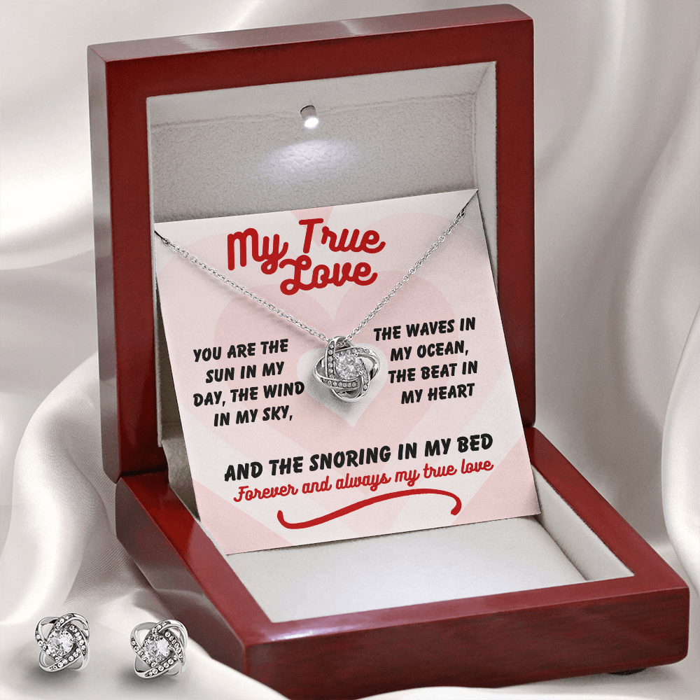 My true love - You are the sun - Love Knot Necklace & Earring Set