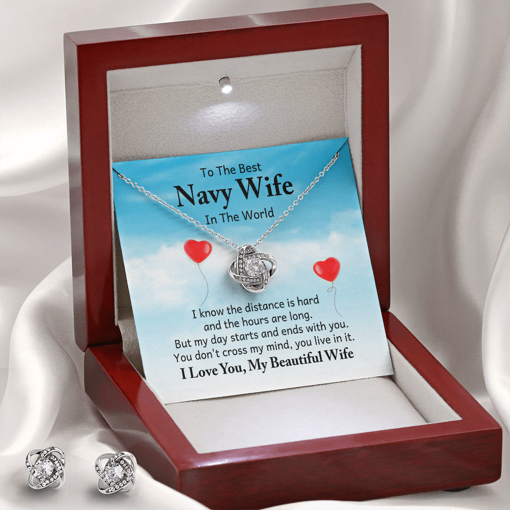 To Navy Wife - I know - Love Knot Necklace & Earring Set