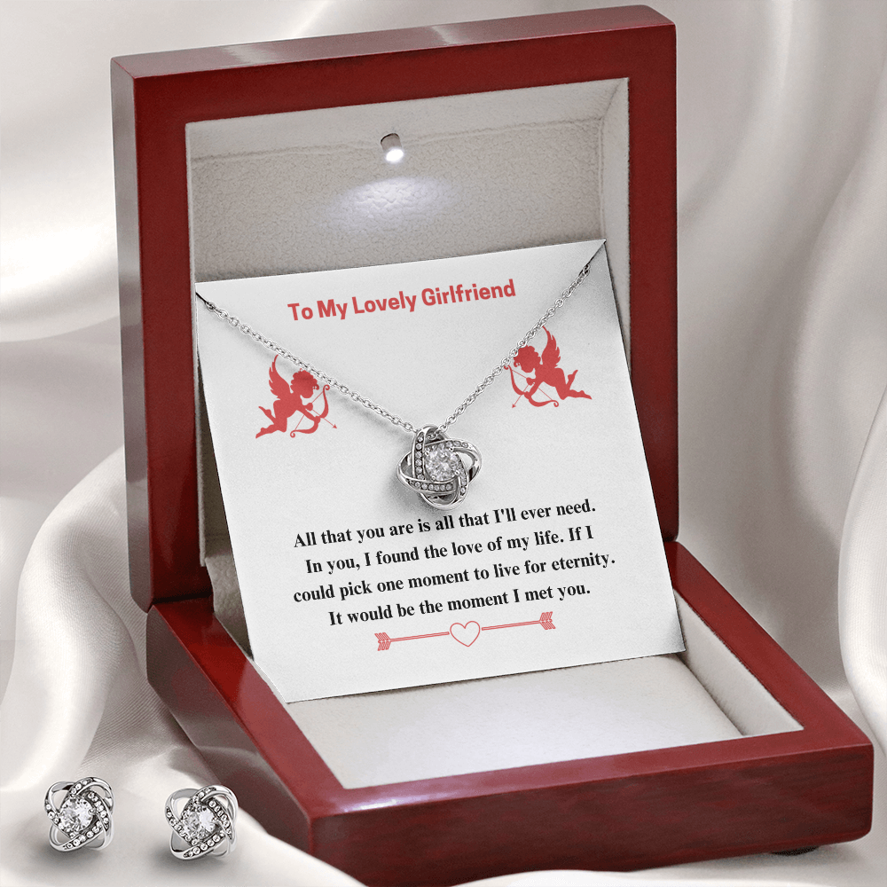 To Girlfriend - If I could - Love Knot Necklace & Earring Set