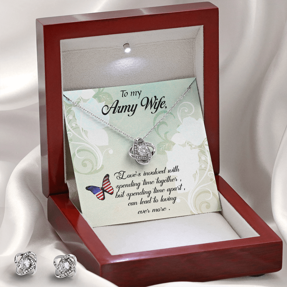 To Army Wife - Love's involved - Love Knot Necklace & Earring Set