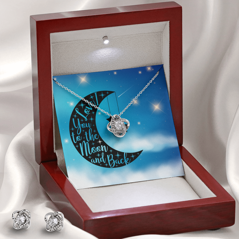 Love - To the moon and back - Love Knot Necklace & Earring Set