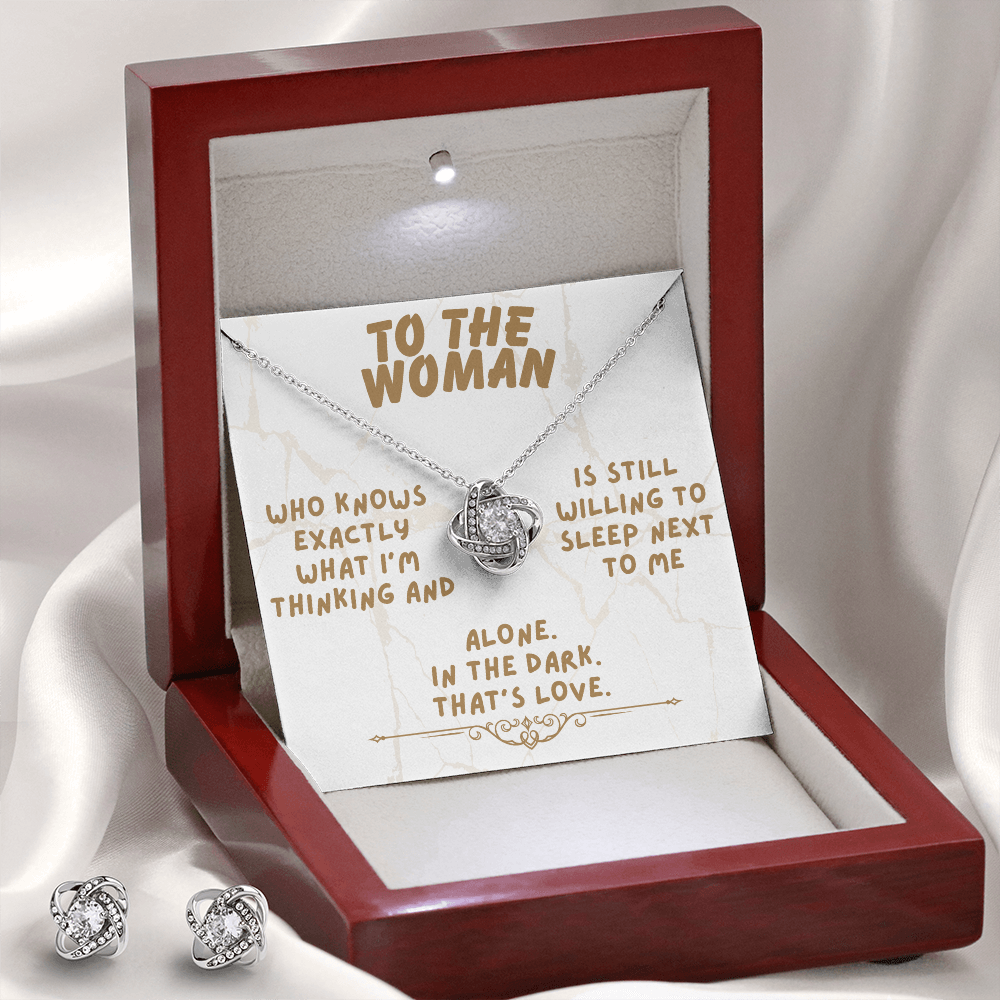 To the woman - Who knows exactly - Love Knot Necklace & Earring Set