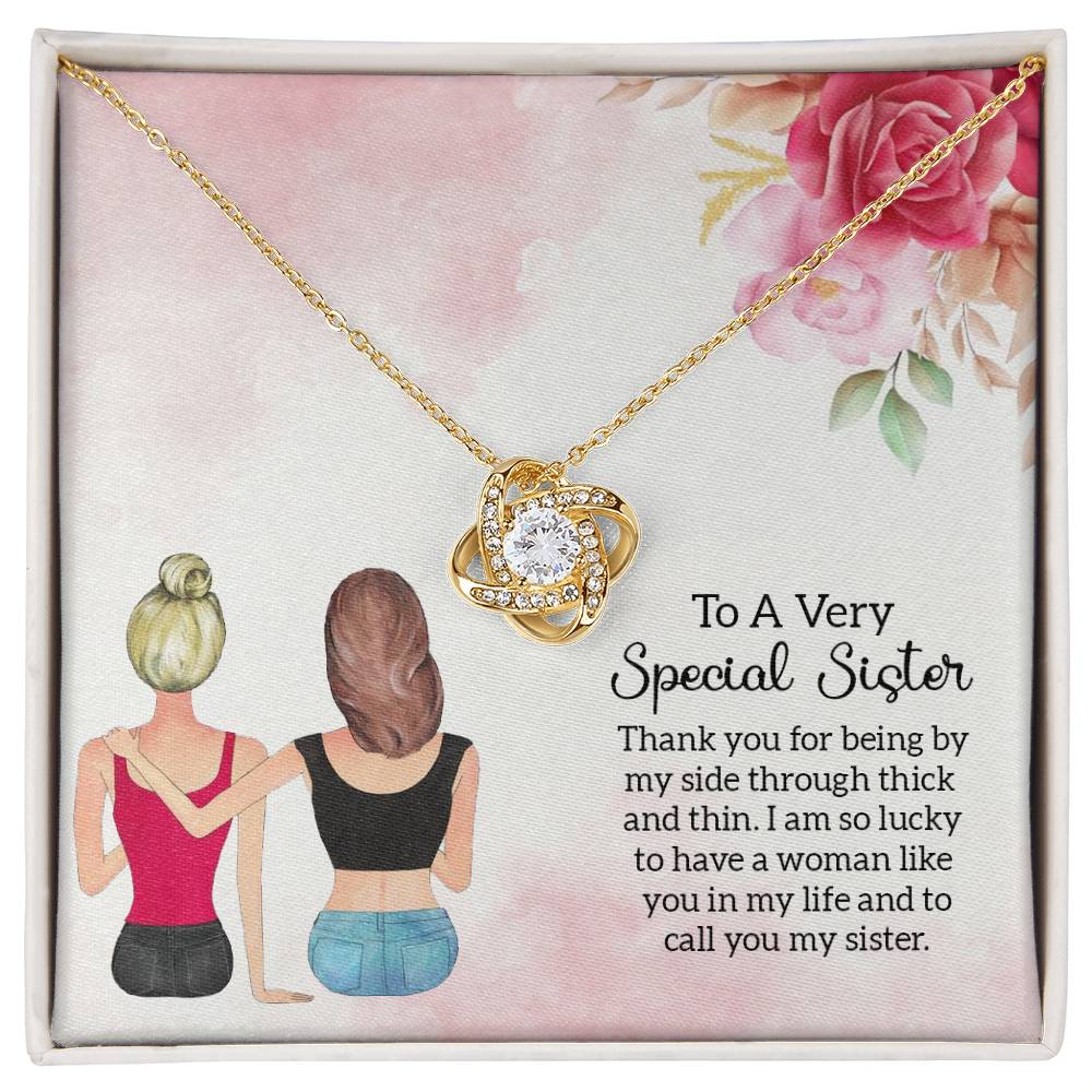 To Sister - Thank you - Love Knot Necklace