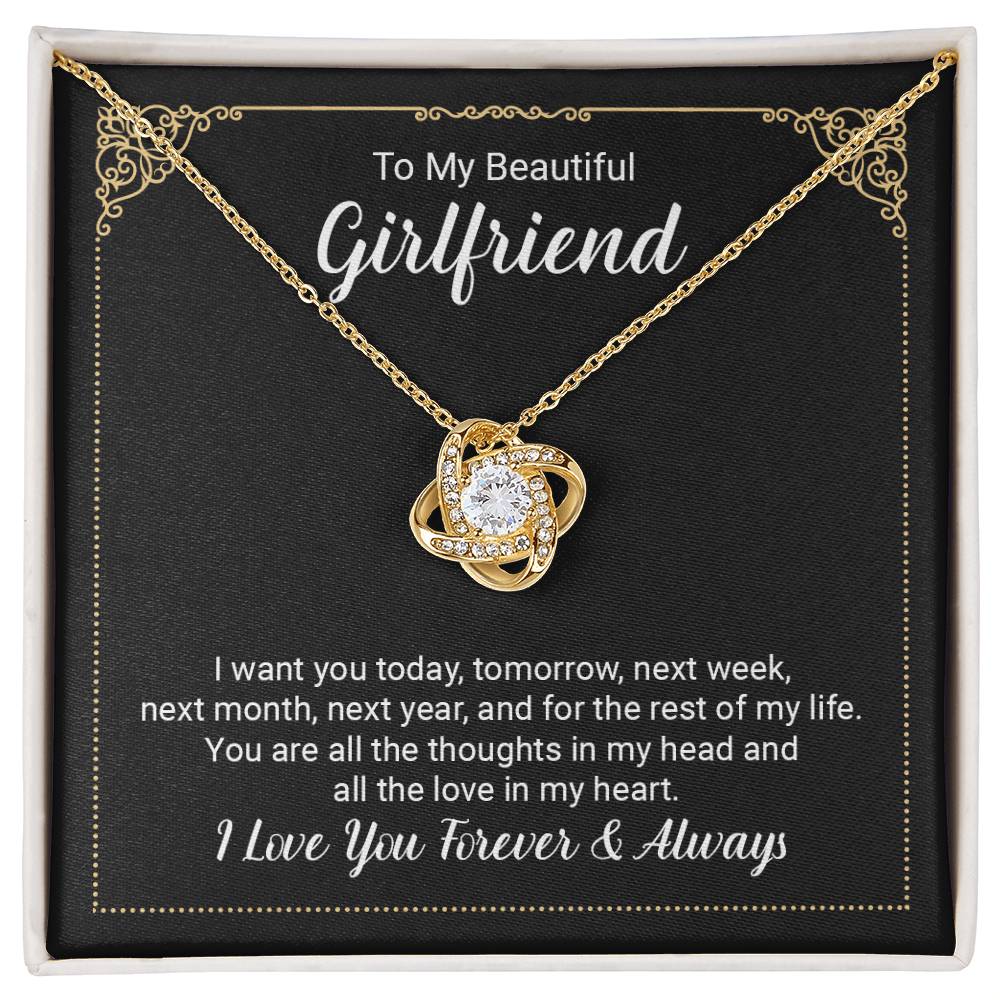 To Girlfriend - I want you today - Love Knot Necklace