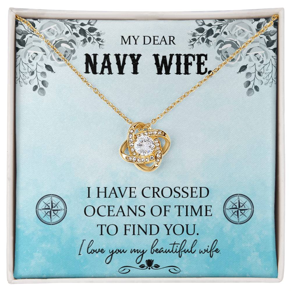 To Navy Wife - I have crossed - Love Knot Necklace