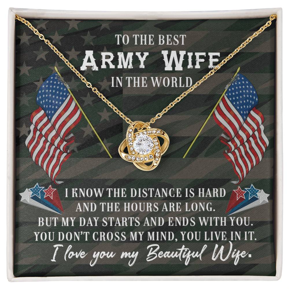 To Army Wife - I know the distance - Love Knot Necklace