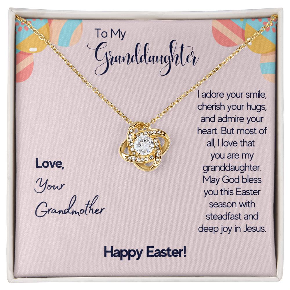 To Granddaughter - I adore your smile - Love Knot Necklace