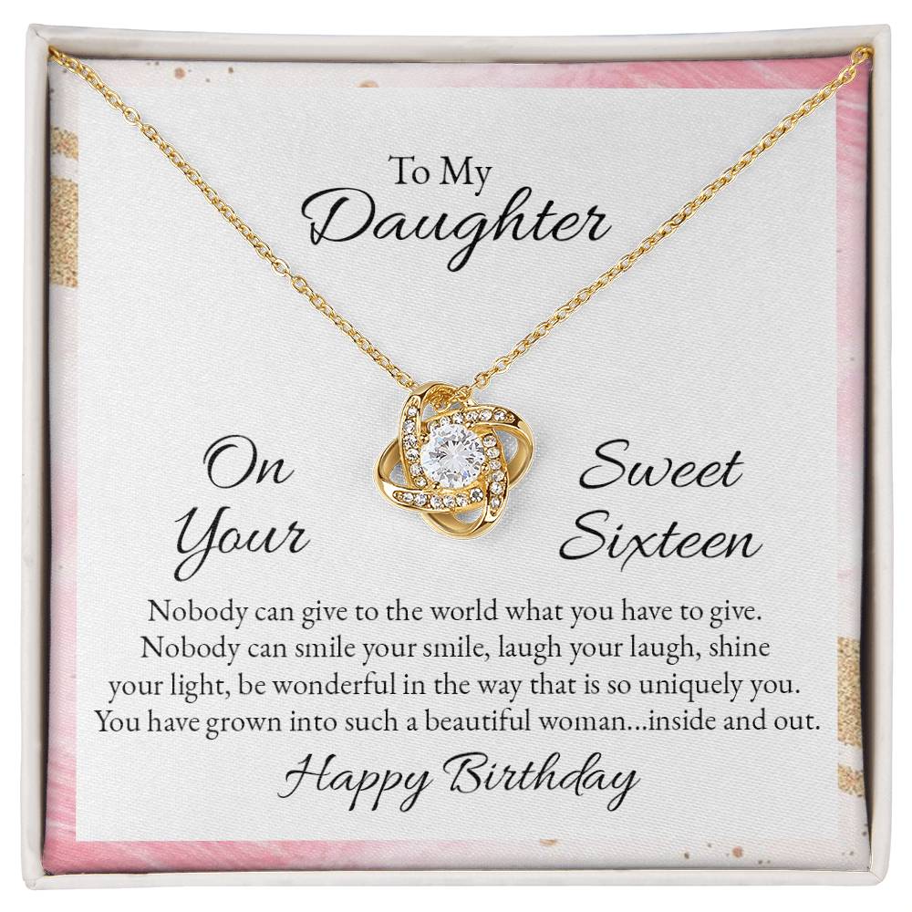 To Daughter - On your sweet sixteen - Love Knot Necklace