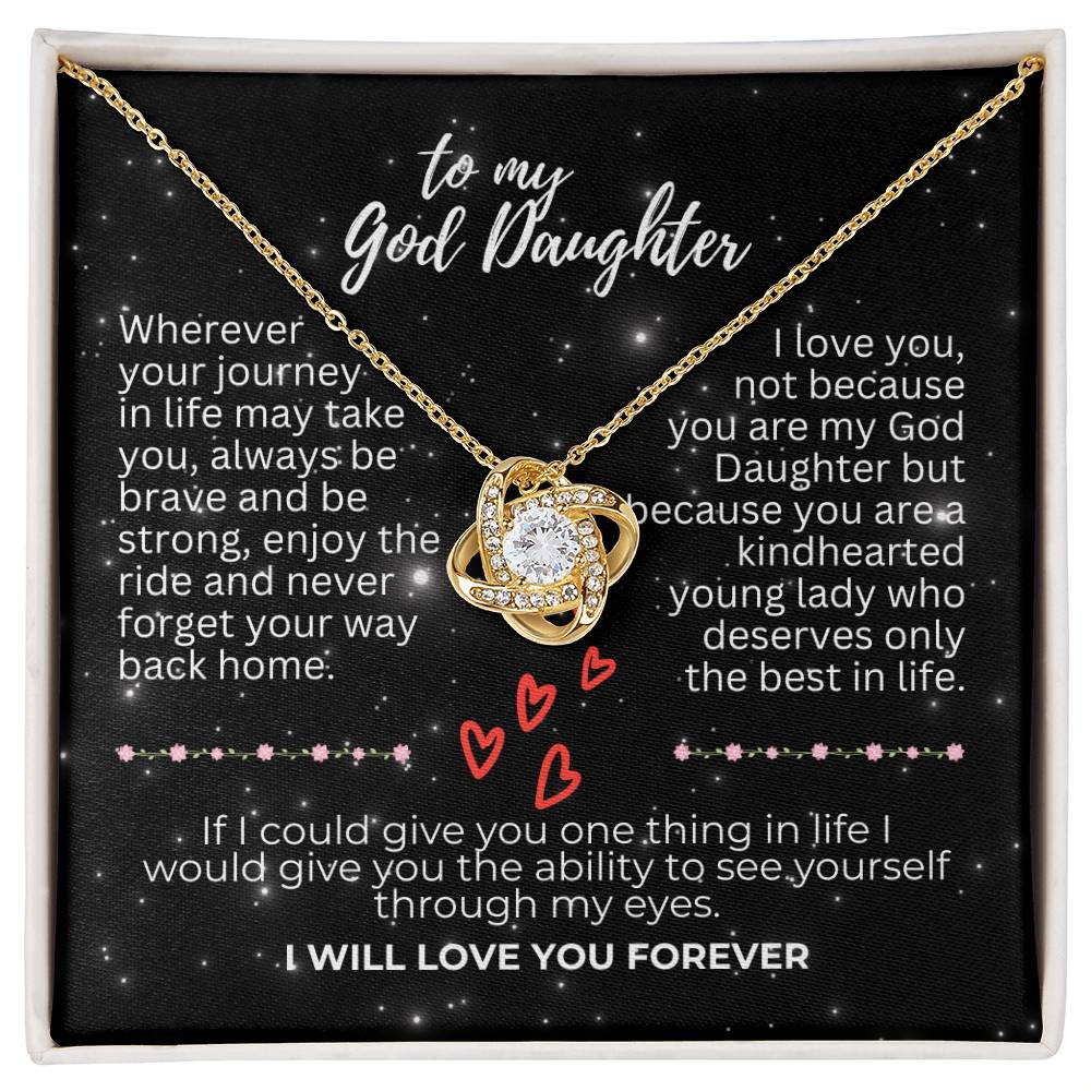 To God Daughter - Wherever your journey - Love Knot Necklace