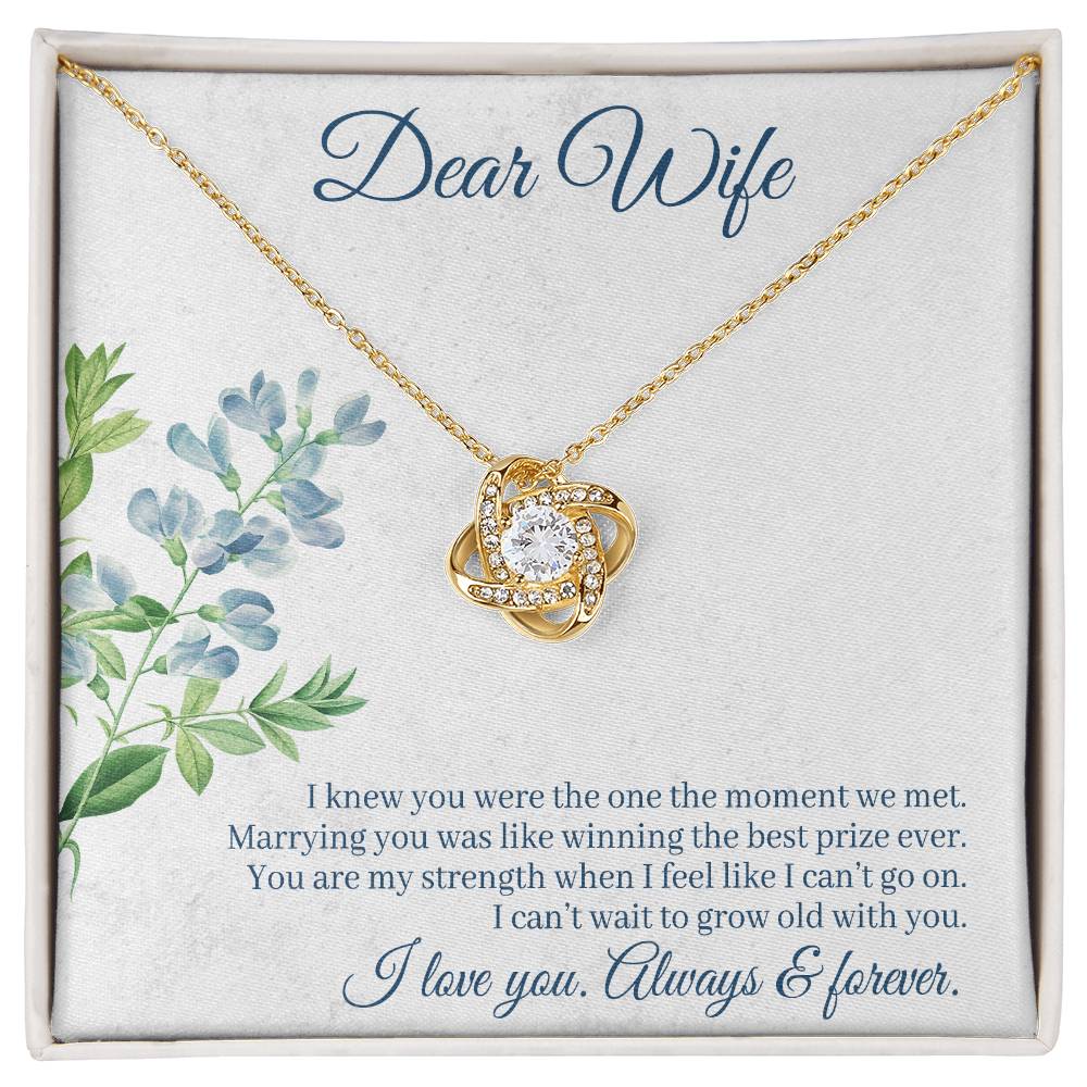 To Wife - I knew you were - Love Knot Necklace