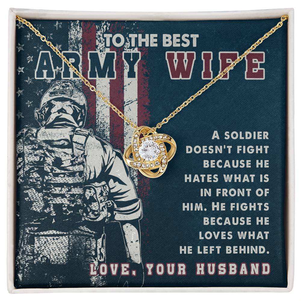 To Army Wife - A soldier - Love Knot Necklace