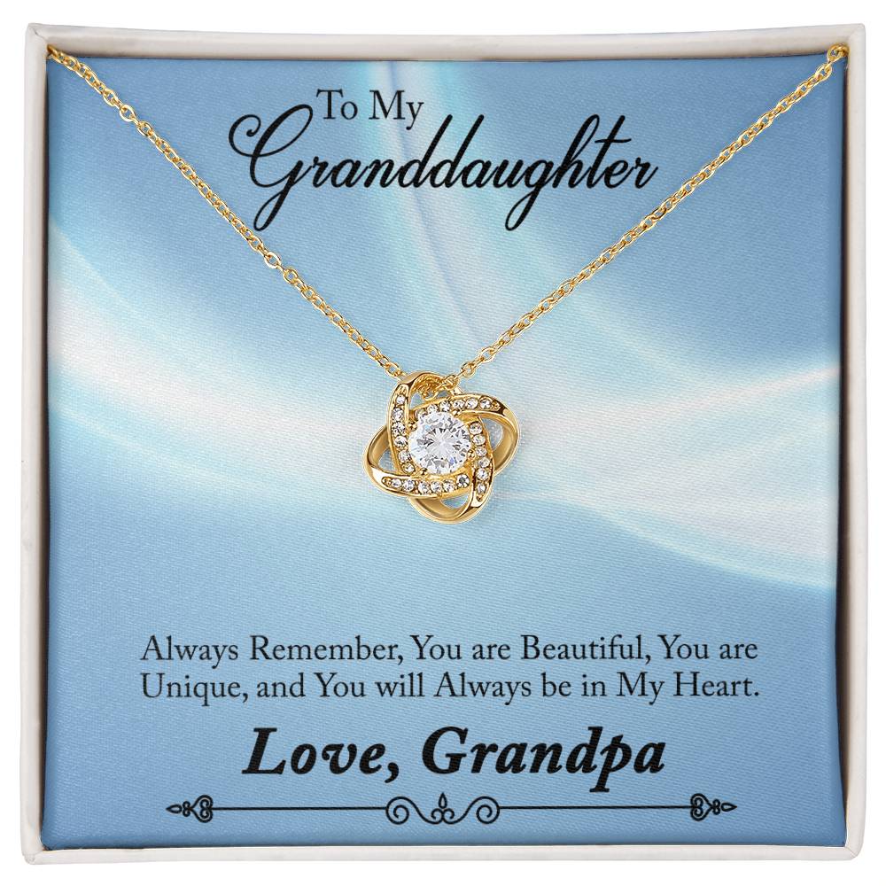 To Granddaughter - Always remember - Love Knot Necklace