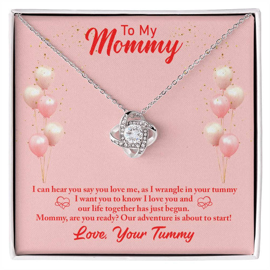 To Mom - I can hear - Love Knot Necklace