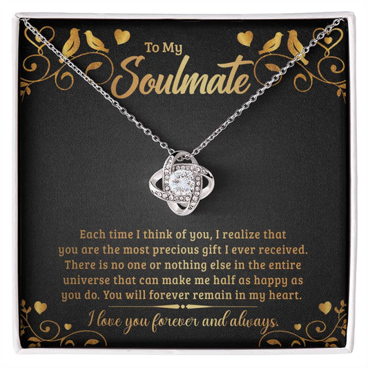 To Soulmate - Each time I think - Love Knot Necklace