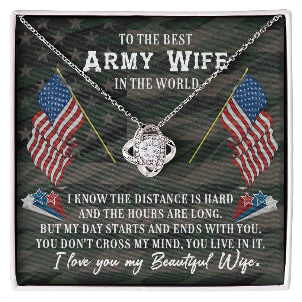 To Army Wife - I know the distance - Love Knot Necklace