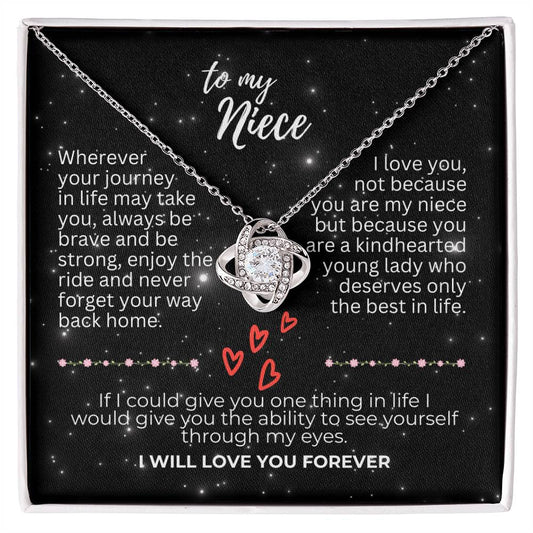 To Niece - Wherever your journey - Love Knot Necklace