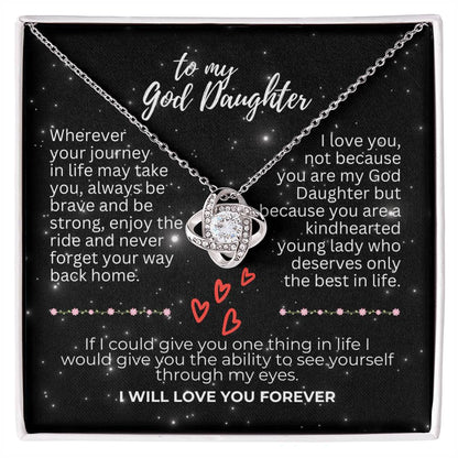 To God Daughter - Wherever your journey - Love Knot Necklace