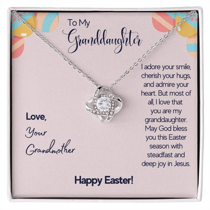 To Granddaughter - I adore your smile - Love Knot Necklace