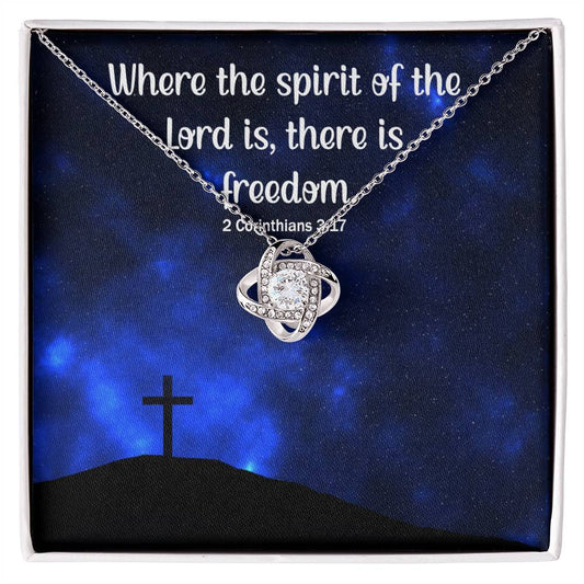 Verse - 3 Corinthians 3:17 - Love Knot Necklace