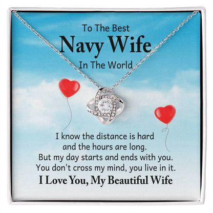 To Navy Wife - I know - Love Knot Necklace