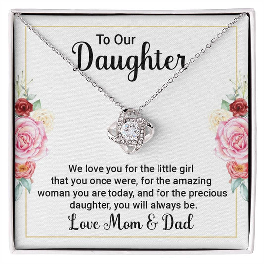 To Daughter - We love you - Love Knot Necklace