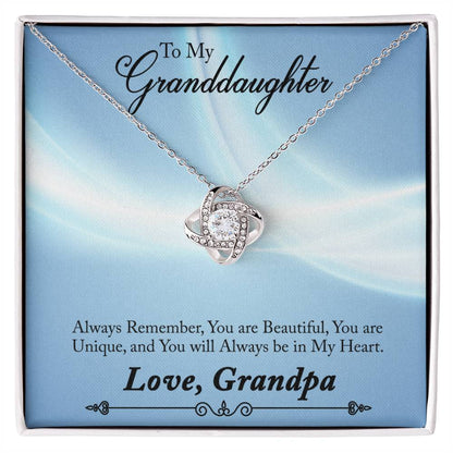 To Granddaughter - Always remember - Love Knot Necklace