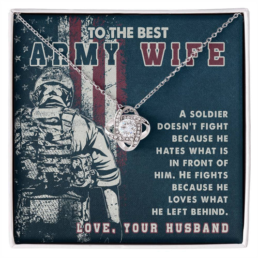 To Army Wife - A soldier - Love Knot Necklace