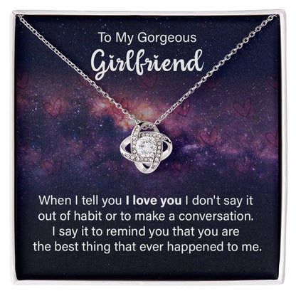 To Girlfriend - When I tell you - Love Knot Necklace