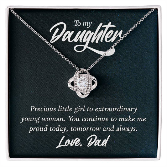 To Daughter - Precious little girl - Love Knot Necklace