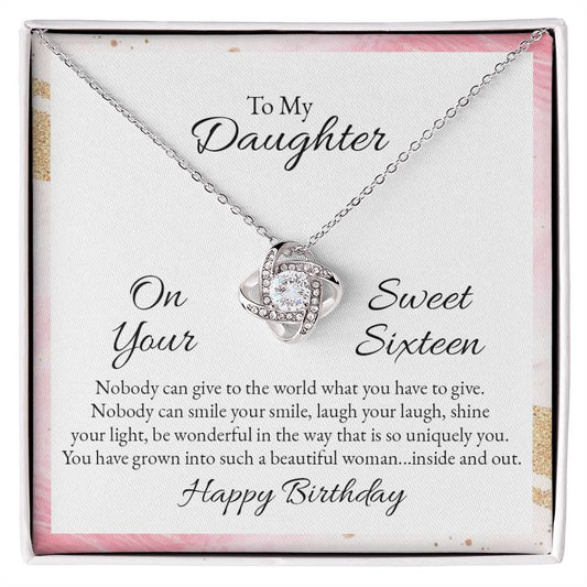 To Daughter - On your sweet sixteen - Love Knot Necklace