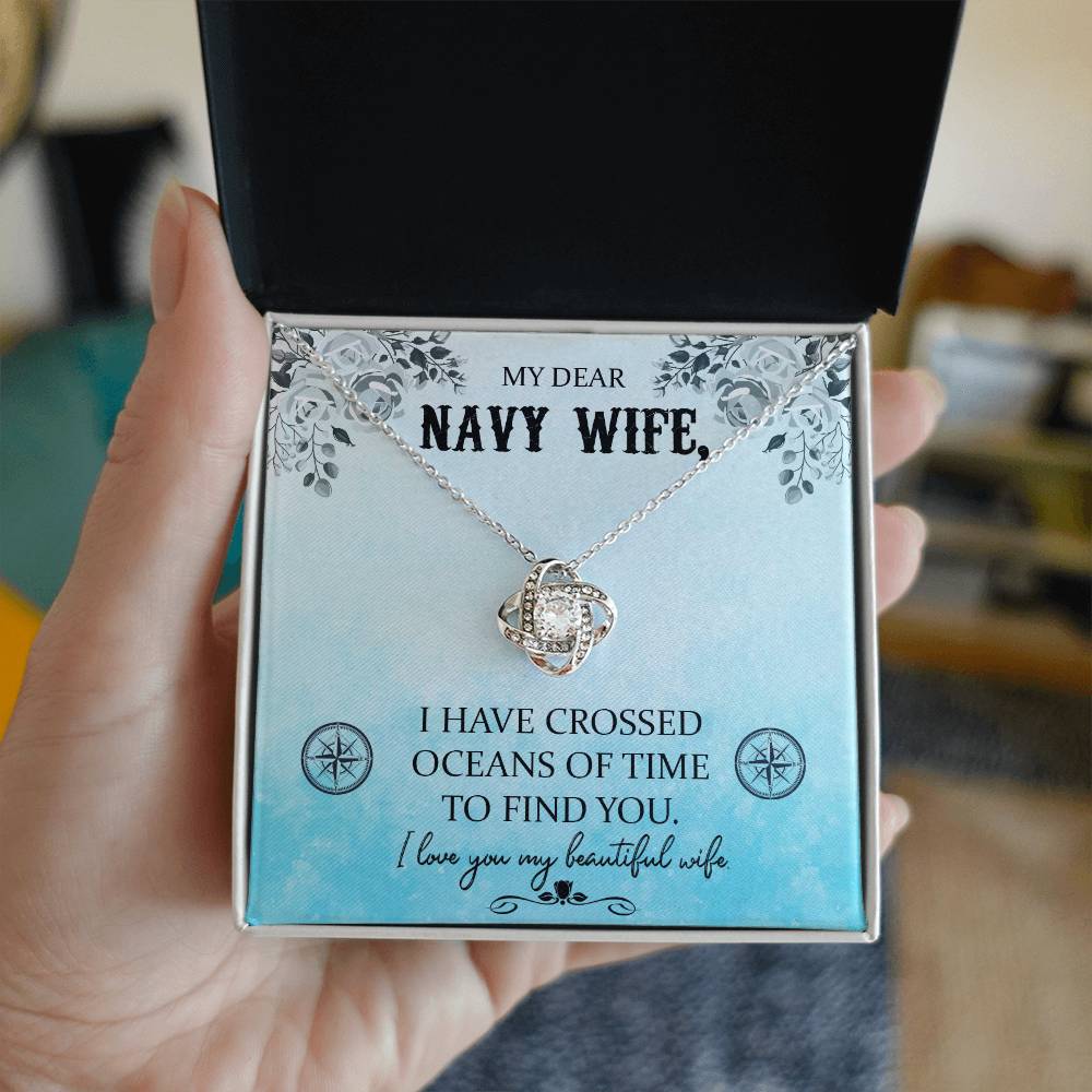 To Navy Wife - I have crossed - Love Knot Necklace