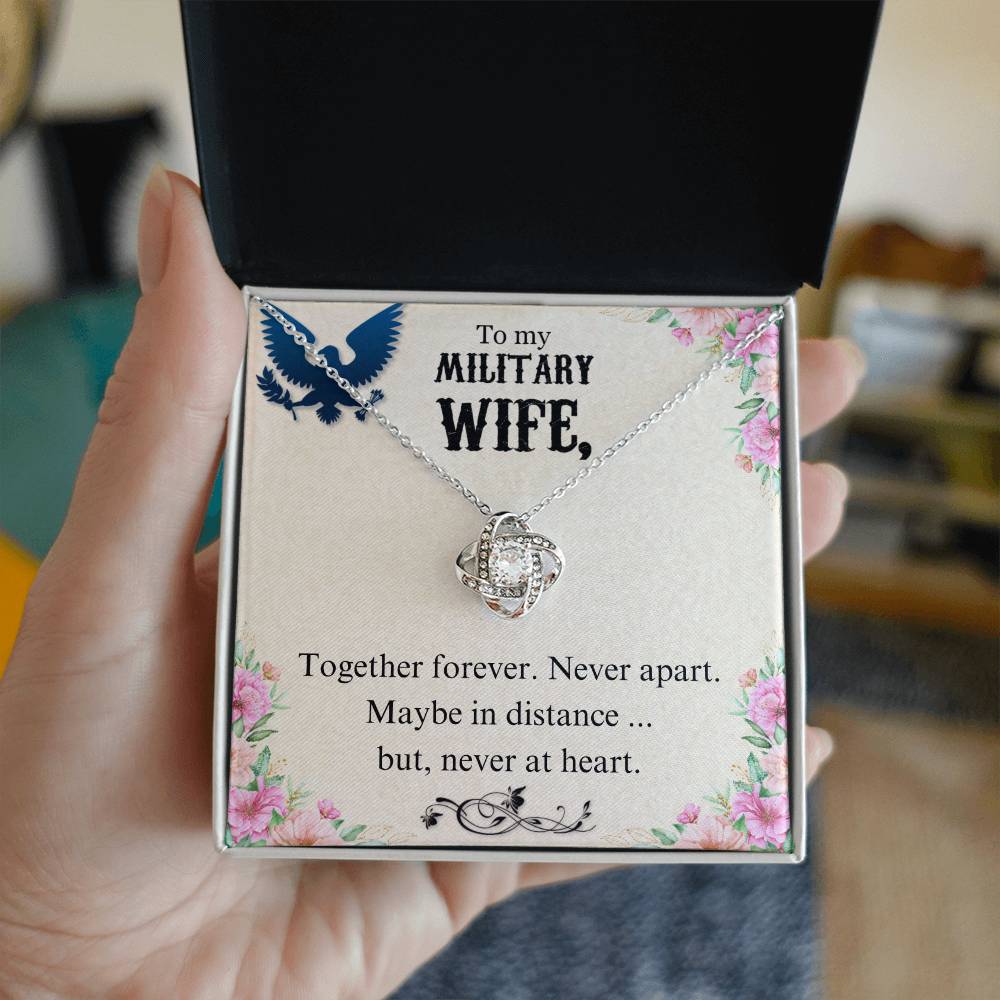 To Military Wife - Together forever - Love Knot Necklace