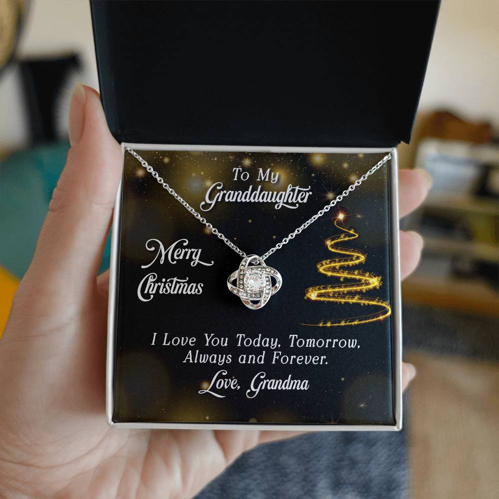 To Granddaughter - Merry Christmas - Love Knot Necklace