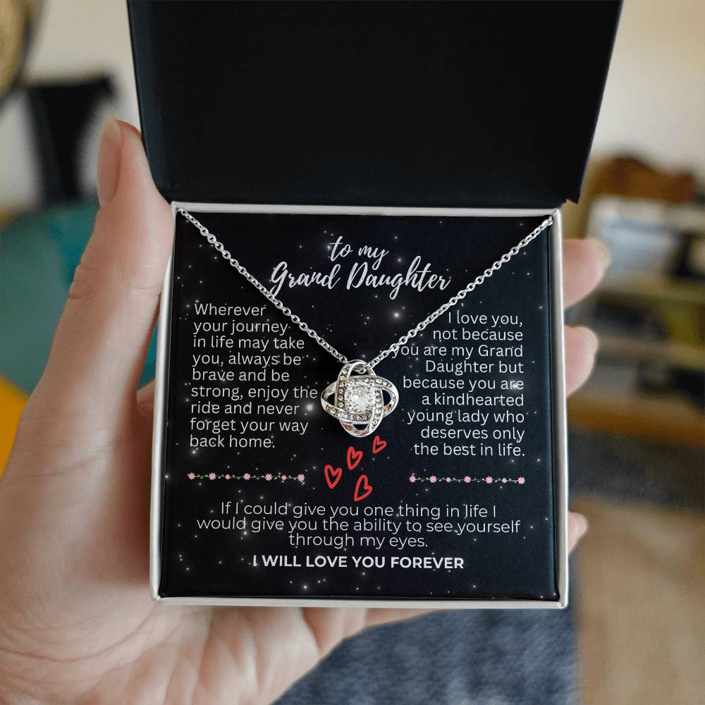 To Grand Daughter - Wherever your journey - Love Knot Necklace