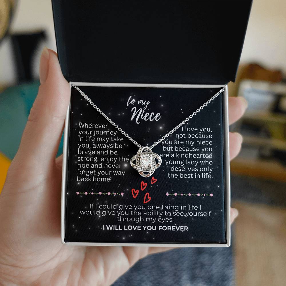 To Niece - Wherever your journey - Love Knot Necklace